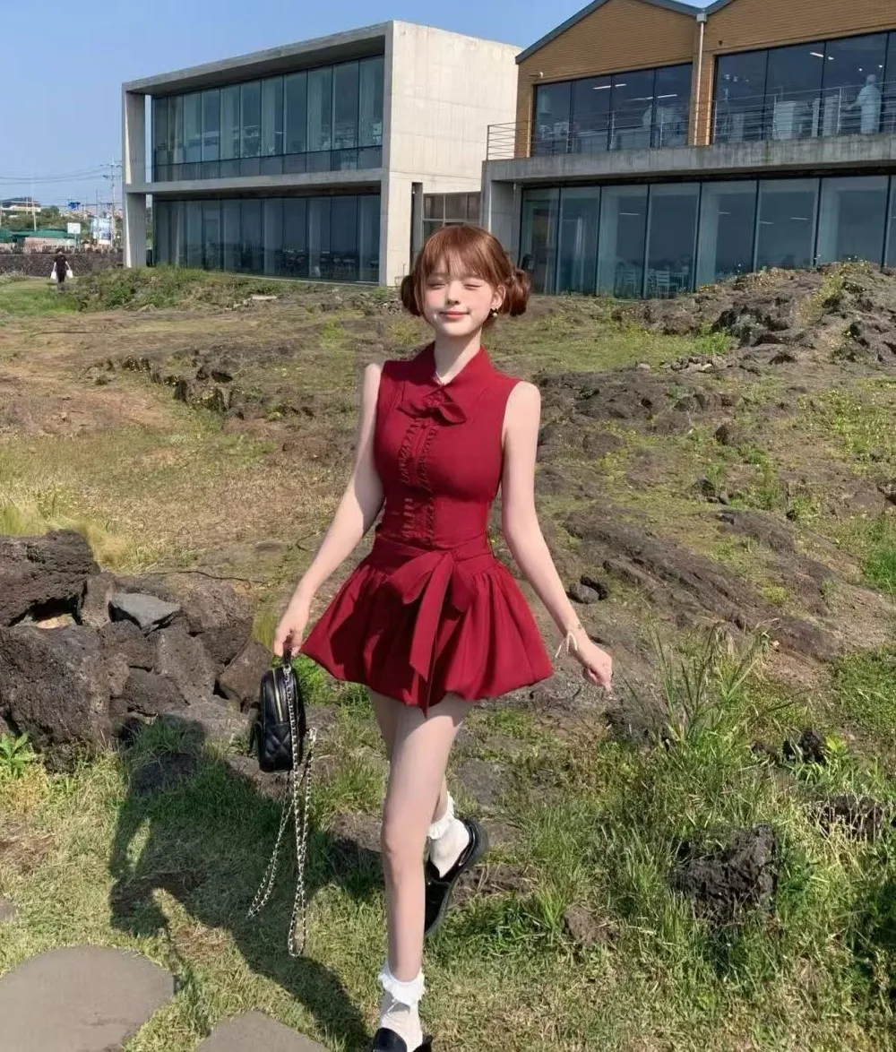 Vestidos sem mangas das mulheres para a mulher festa de casamento primavera boêmio crochê bloqueio apliques em camadas fofo a linha piquenique elegante