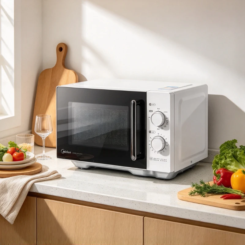 Flatbed Microwave Oven, 23L Inverter Microwave with 900W Power, Uncoated Stainless Steel Interior and Simple Rotary Controls