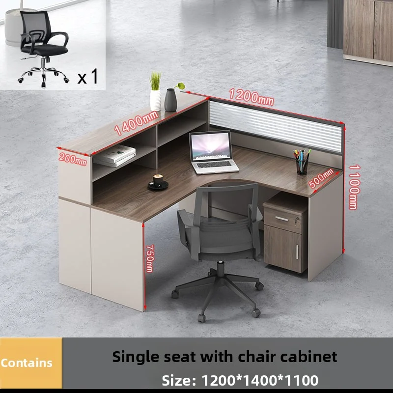 ！@Simple Face-to-face Financial Office Screen Workstation with Staff Office Desk and Chair Set, Including Partitioned Work Desks