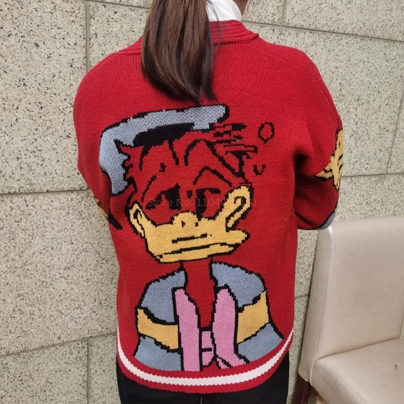 المبيعات الساخنة ديزني سترة مشغولة من الصوف دونالد الكرتون البلوزات للنساء معطف الإناث الخريف والشتاء فضفاض البرية رشاقته Kawaii القمم