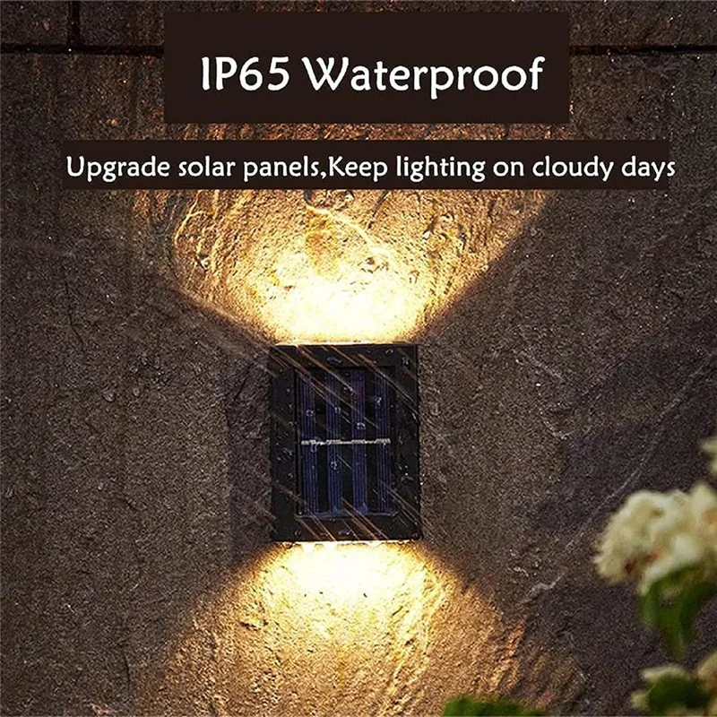 

AEE3-4 шт. солнечный светодиодный светильник, уличный водонепроницаемый световой светильник вверх и вниз, настенный точечный светильник, лестница, забор, украшение сада
