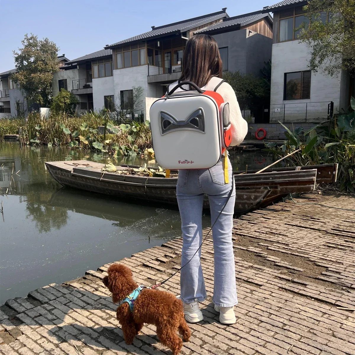 Mochila transportadora transpirable amplia para perros y gatos pequeños - imagen 3