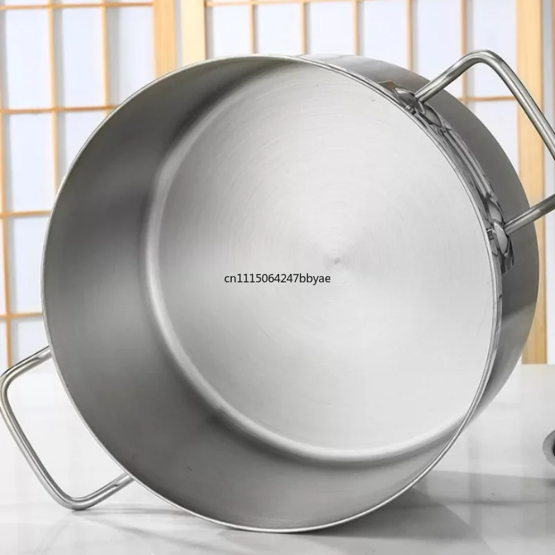 For Stainless Steel Compound Bottom Double Handle Soup Pot Commercial Milk Baby Food Pot for Induction Cooker