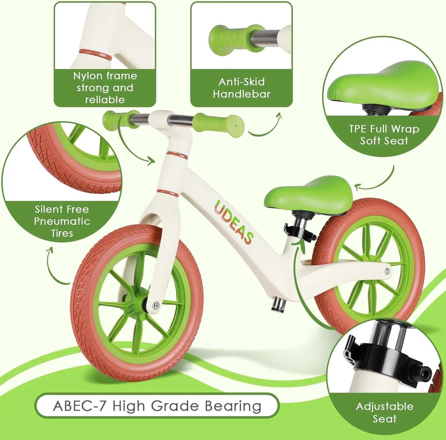 Vélo d'équilibre pour tout-petit de 2 ans, vélo d'équilibre sans pédale pour enfants avec siège réglable, cadre de vélo en nylon ultra léger pour garçons et filles