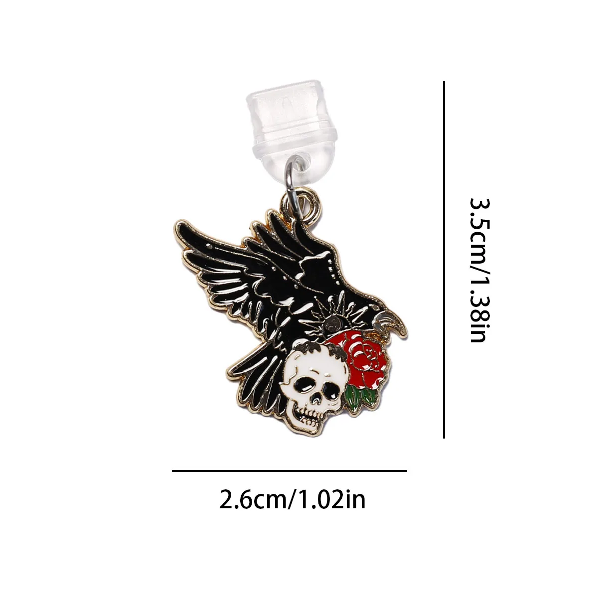 1 Stück Kunstvoller Rosen-Totenkopf-Krähen-Mond-Knochen Staubschutz-Anhänger für Mobiltelefone, Zubehör-Dekoration für iPhone und Type-C-Anschlüsse, Geschenk-Schlüsselband – Detail 20