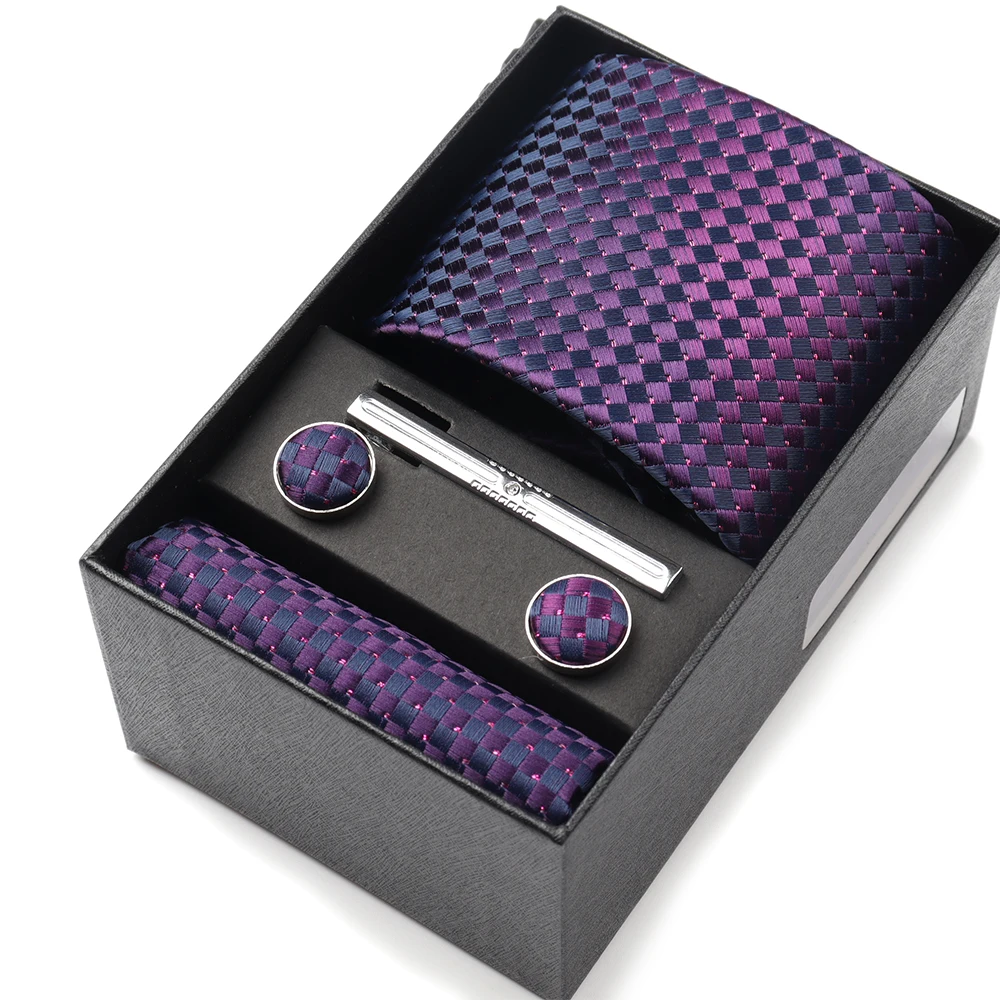 Pocket Square Cufflinks Set Tie Set Box for Men, Gift Box