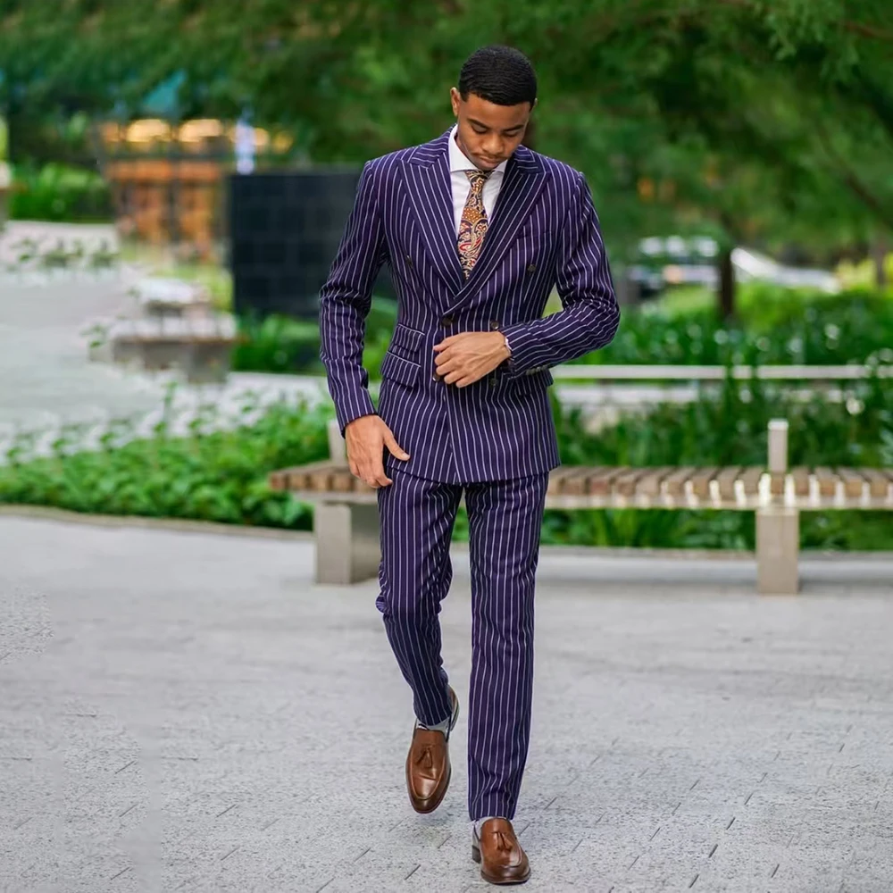

Elegant Men's Suits 2 Piece Jacket Pants Sets Formal Single Breasted Peaked Lapel Slim Fit Male Clothing High Quality Outfits