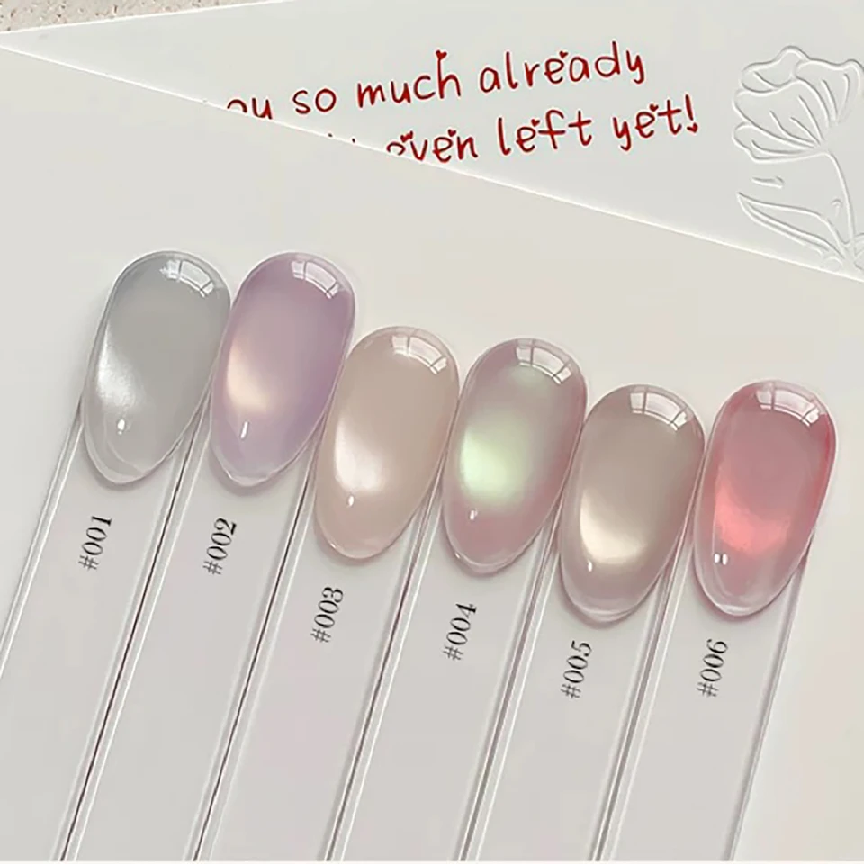 MN 1-6 piezas de 10ml esmalte en gel efecto ojo de gato, perlas de vidrio, uñas moradas, suministros de uñas, uñas rosas, arte de uñas 2