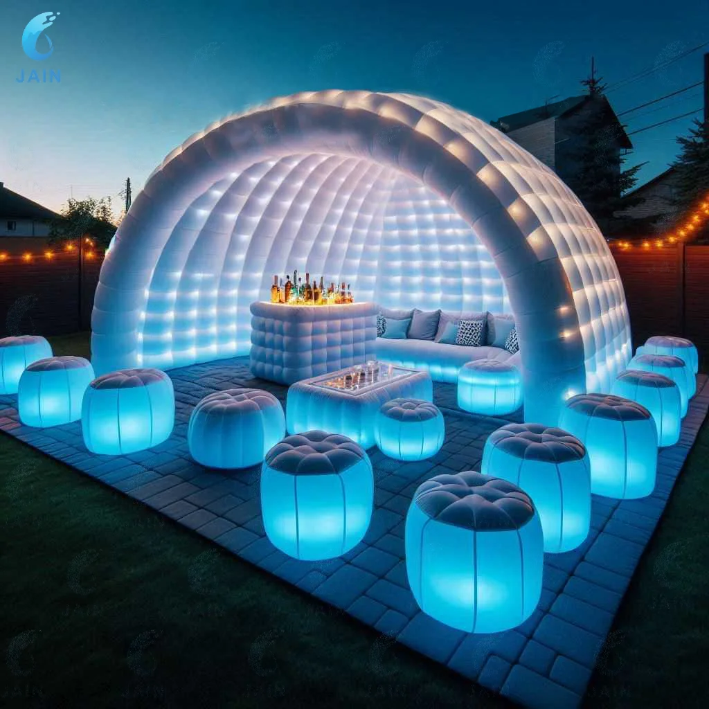 JAIN Outdoor Portable Inflatable Igloo Dome Tent with Led Light for Party Wedding Event Camping，Inflatable Air Tent 4.5mLx4mW