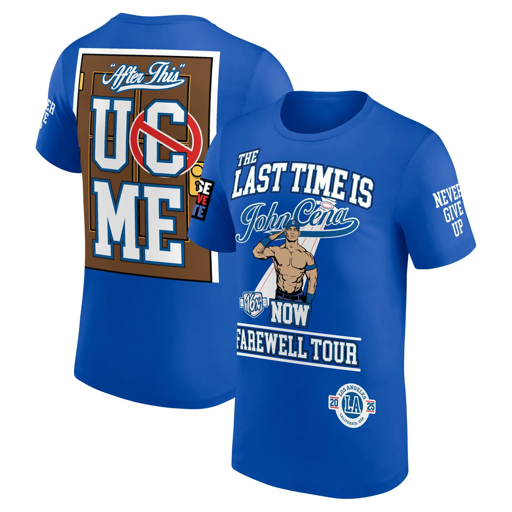 Men's Blue John Cena Farewell Tour 2025 Los Angeles T-Shirt Short Sleeve Men Tee Shirts 2025 New Children Clothes Tops Clothing