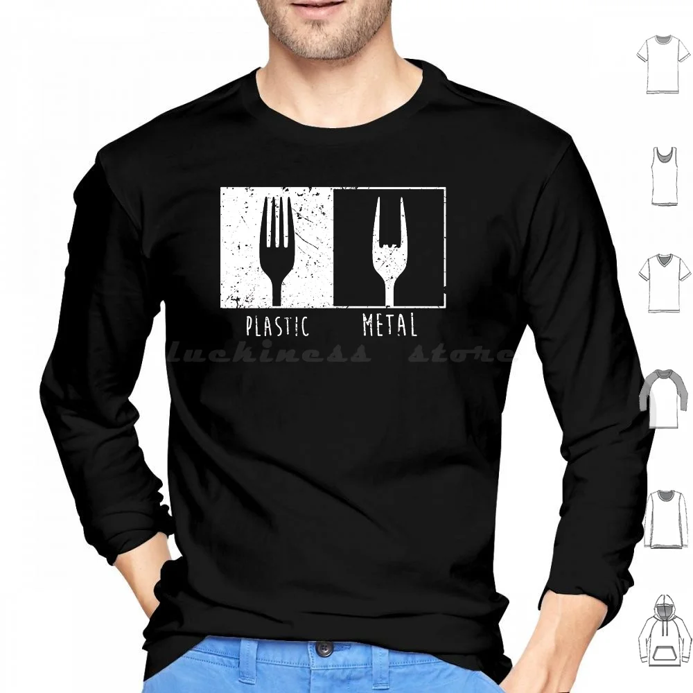 Metal Fork Hoodies Long Sleeve Funny Puns Metal Fork Cute Joke Jokes