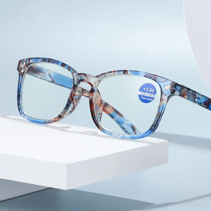 Gafas de lectura antiluz azul con estampado Floral, montura de PC, gafas para presbicia, gafas de ojo de gato a la moda, gafas de visión de lejos + 1,0 ~ + 4,0