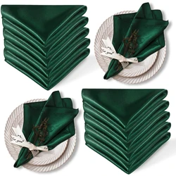 50 Uds. Servilletas navideñas de satén verde oscuro de 30x30cm, servilletas suaves para decoración romántica de mesa de cena para fiesta de boda