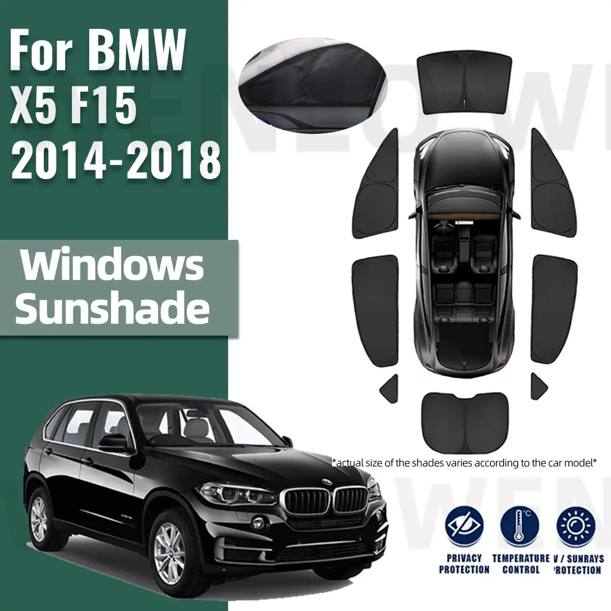 

For BMW X5 F15 2014 2015 2016 2017 2018 Full Cover Car Sunshade Front Windshield Frame Curtain Rear Side Window Sun Shade