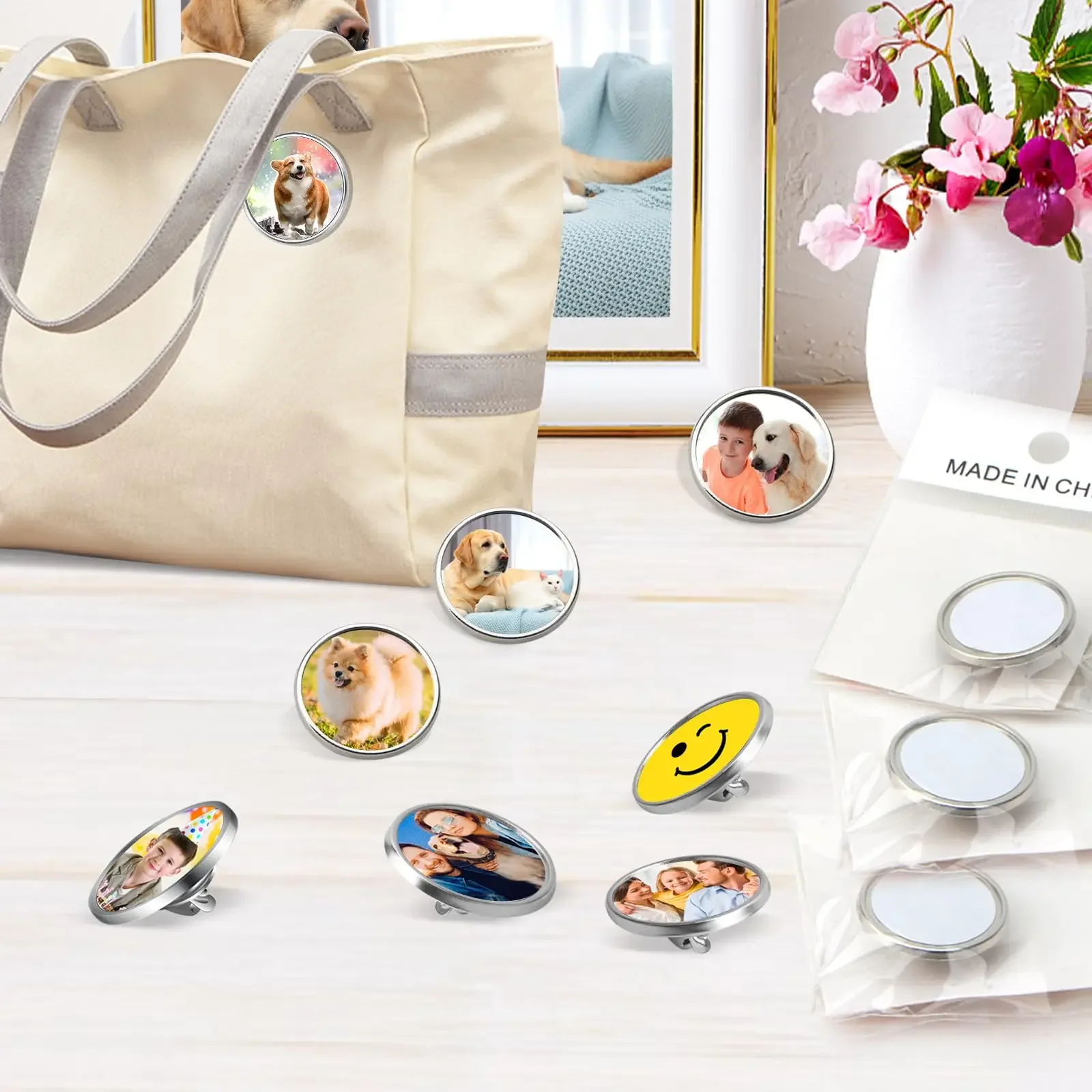 50/100/200pcs Sublimation Blank Pins 0.98 Inch Round Button Badge Kit Sublimation Blank Aluminum Sheet for DIY Jewelry Making