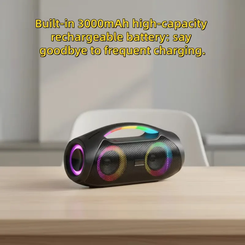 30W High Power RGB Subwoofer Speaker 80W Peak Power Memory Card Support Portable Audio Player For Outdoor Home Party