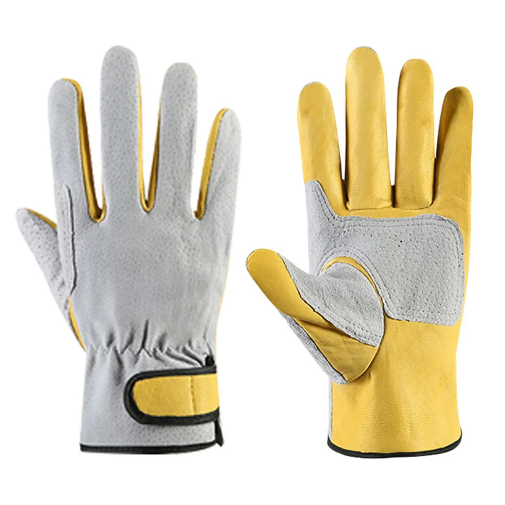 Work Gloves Sheepskin Leather Workers Work Welding Safety Protection Garden Sports Motorcycle Driver Wear-resistant Gloves