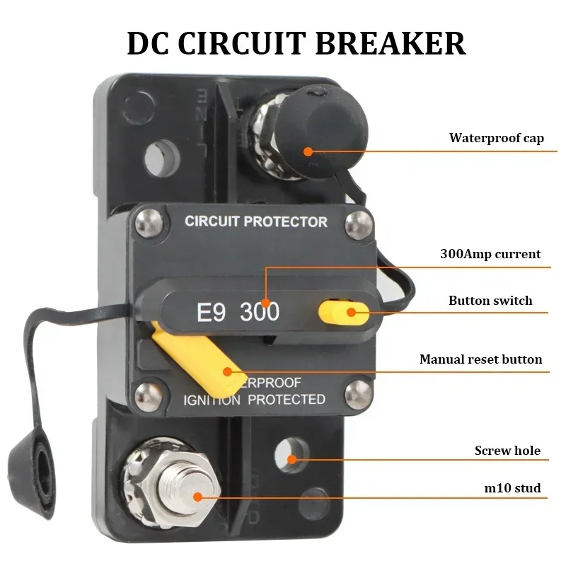 Inline Fuse Inverter Circuit Breaker with Manual Reset Outdoor Audio RV ATV 50A, 80A, 100A, 150A, 200A 300A Relay