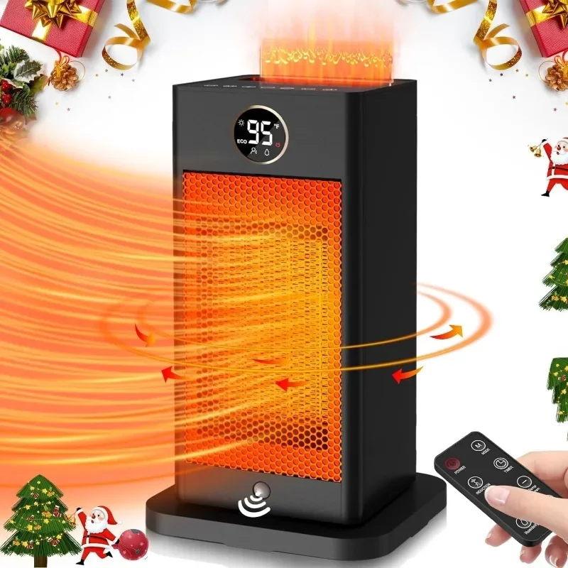 Indoor Space Heater Large Room 1500W 2s Fast Heating with Sensor Humidifier 3D Flame Effect Oscillation