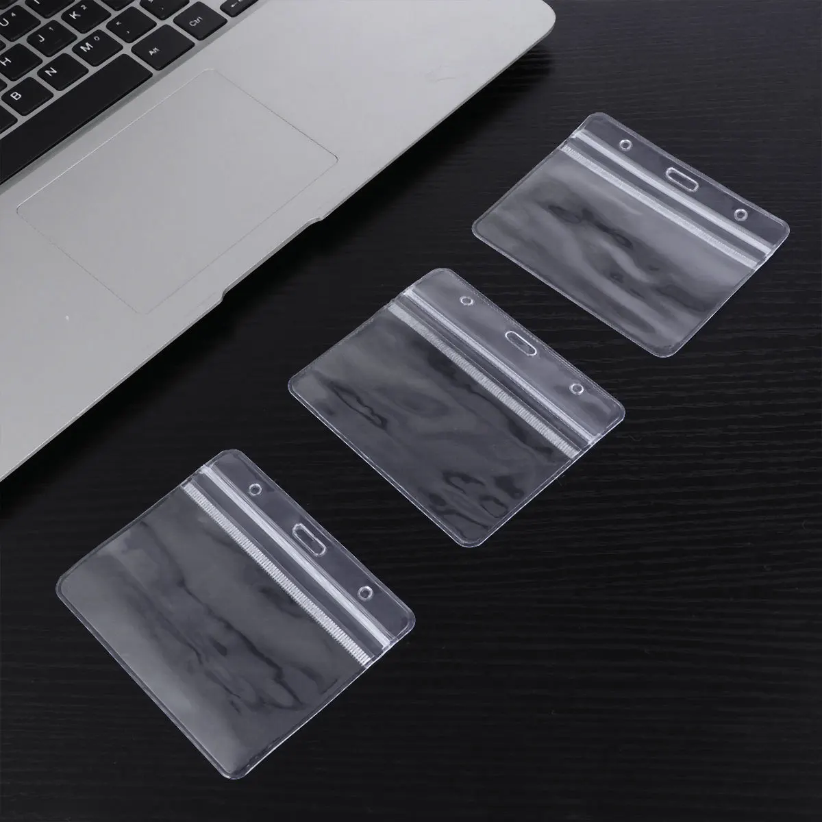

100 pcs Waterproof Pvc Id Badge Holder Transparent Name Tag Clips Dustproof For Office School Travel Plastic Badge