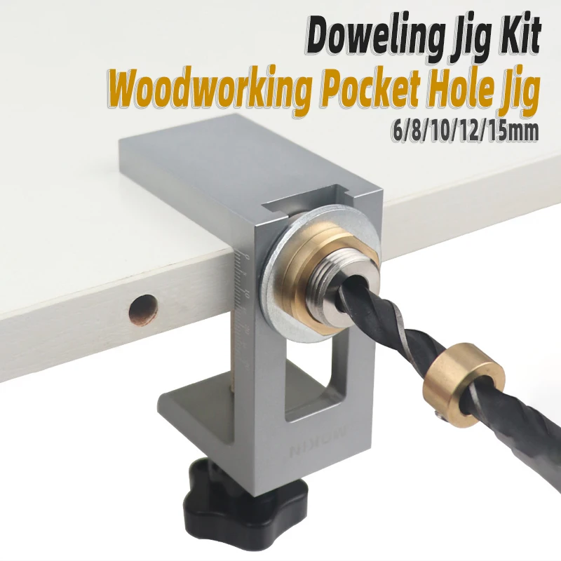 Doweling Jig Kit Pocket Hole Drilling Guide Cabinet Door Rebounder Drill Sleeve for Woodworking Punching Household DIY Tool