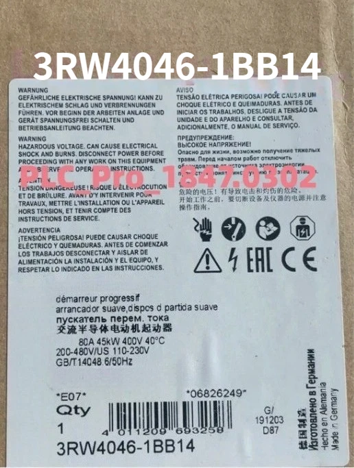 

3RW4046-1BB14 1PCS Brand New 3RW40461BB14 Fast delivery