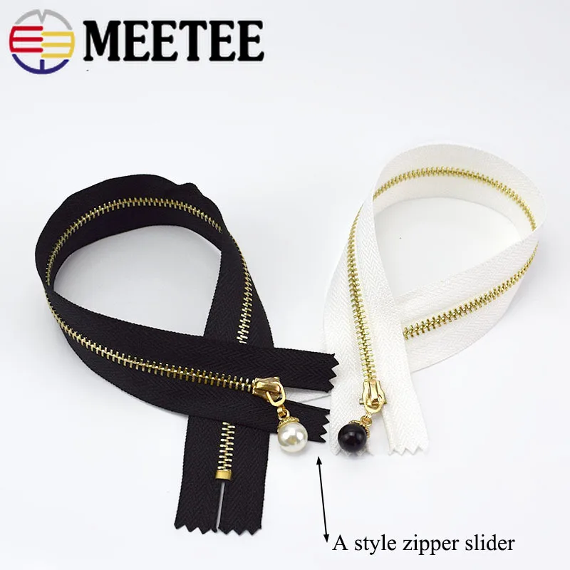 10pcs Meetee 3# Metal Close End Zippers 20/30cm Gold Teeth Long Zip Closure for Sewing Bags Down Jacket Skirt Clothing Accessory