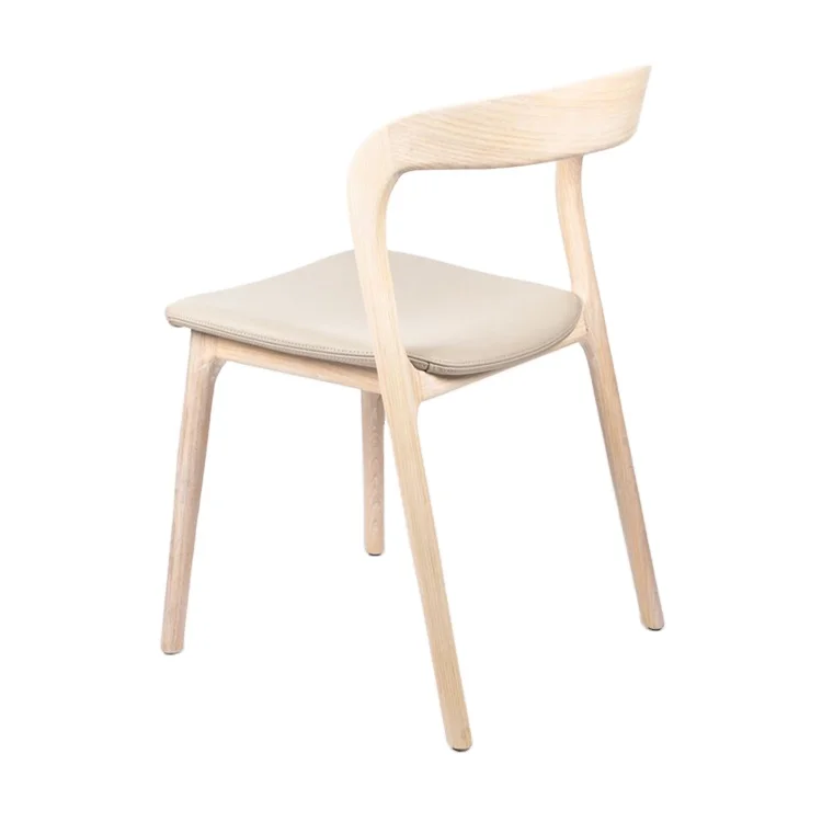 

-Modern wooden dining chair curved rubber oak acacia pine family bar apartment mature treatment process