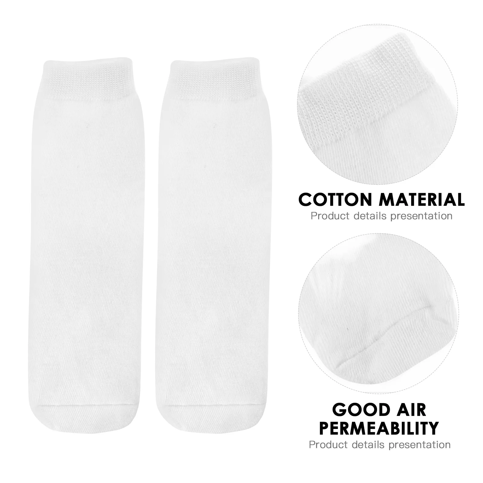 

6 Pairs White Socks Sublimation Elastic Printable Double-sided Printing Cotton Straight DIY