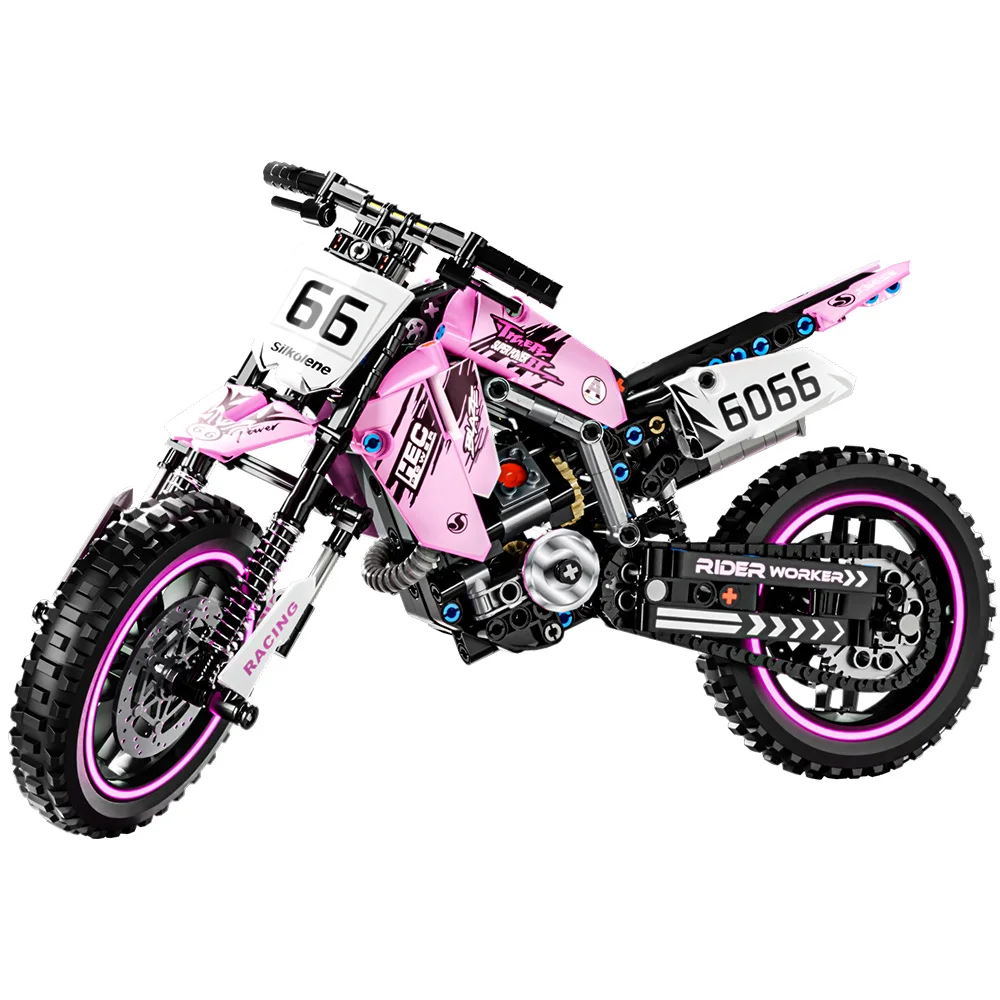 Pink Motorcycle Toy Building Blocks Set,Stem Bricks Sets,Toys Build A Model Motorcycle, (476 Pieces) for Boys Girls & Adults Kid