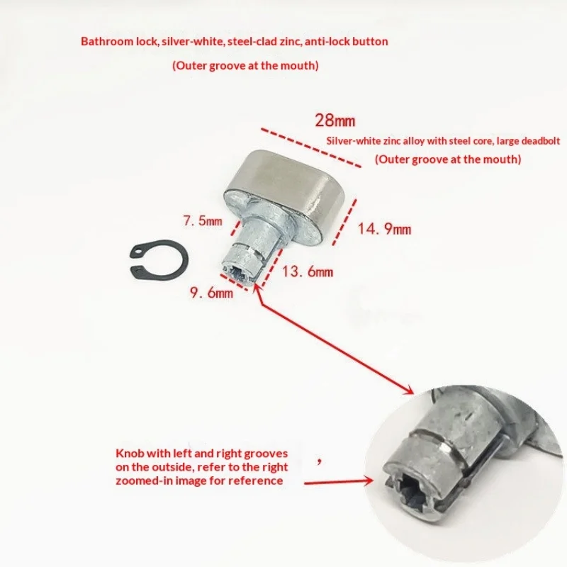 Bathroom Door Lock Deadbolt Knob Kit Solid Metal Interior Door Lock Twist Handle Rotating Accessory Lock Body Safety Head