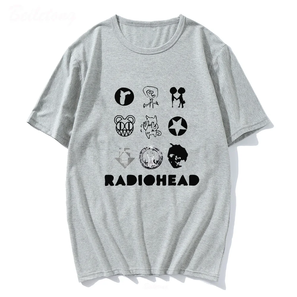 Radiohead تي شيرت كلاسيكي 2025 الصيف الرجال النساء القطن مستقل مروحة الفرقة روك طباعة فضفاض المحطة اليابانية الموسيقى تي شيرت #3