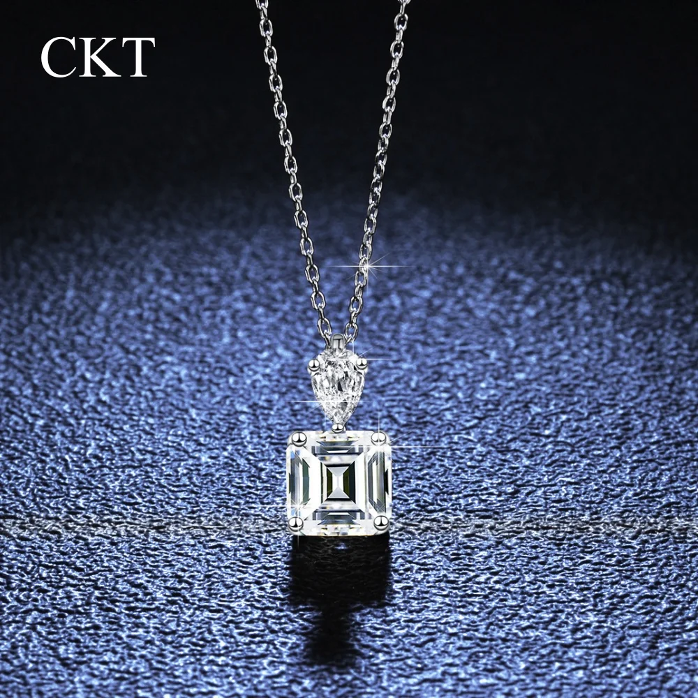 

Подвеска-колье CKT с муассанитом изумрудной огранки 2,5 карата, платина Pt950, квадратный выращенный бриллиант для женщин, изысканные ювелирные украшения, подарок с сертификатом GRA
