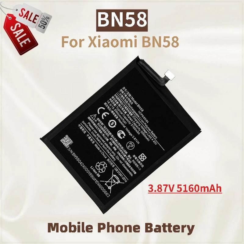 

High Capacity Phone Battery BN58 3.87V 5160mAh For Xiaomi BN58 Brand New Replacement Battery High Quality