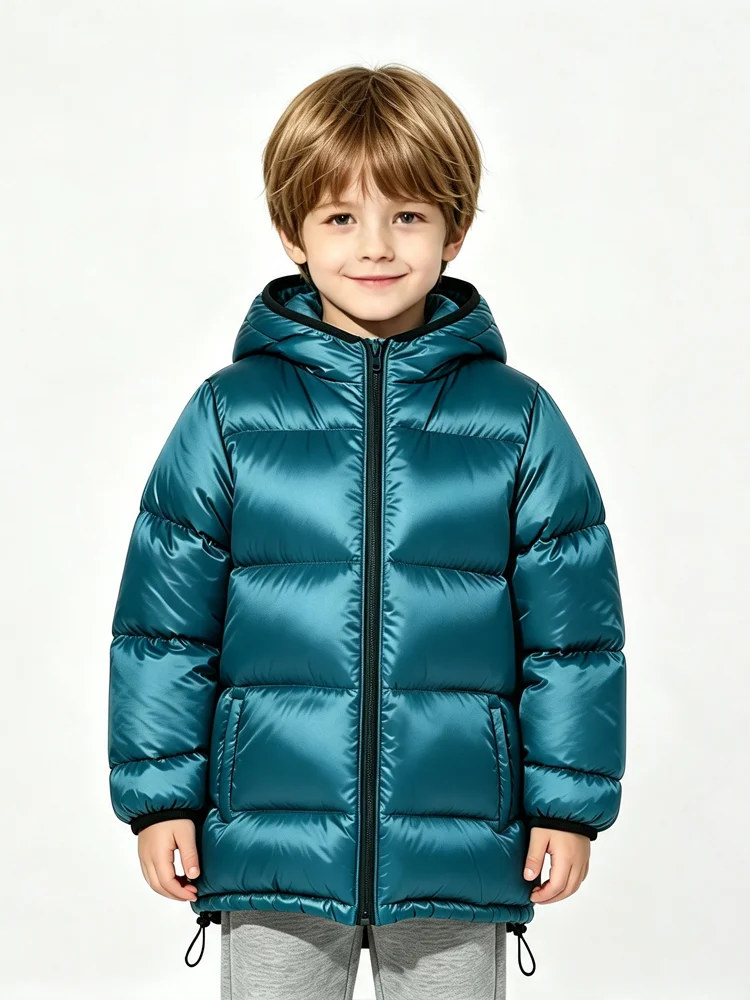 Winter Thicken Warm Kids Outerwear Dinosaur Print Down Parka Windproof Waterproof Snow Coat for Toddler Boys Girls