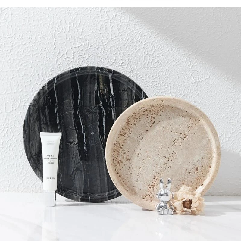 

cave decoration marble Round storage Dessert trays decorative