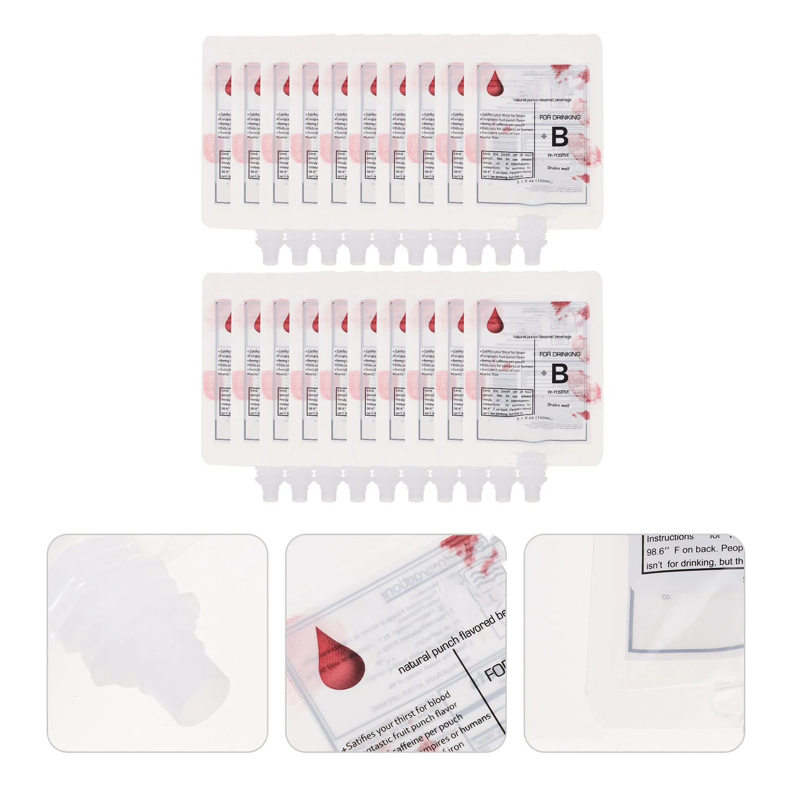 

20Pcs Decor Halloween Premium Drink Pouches for Party Prank Supplies Portable Beverage Containers Fun Juice Alcohol