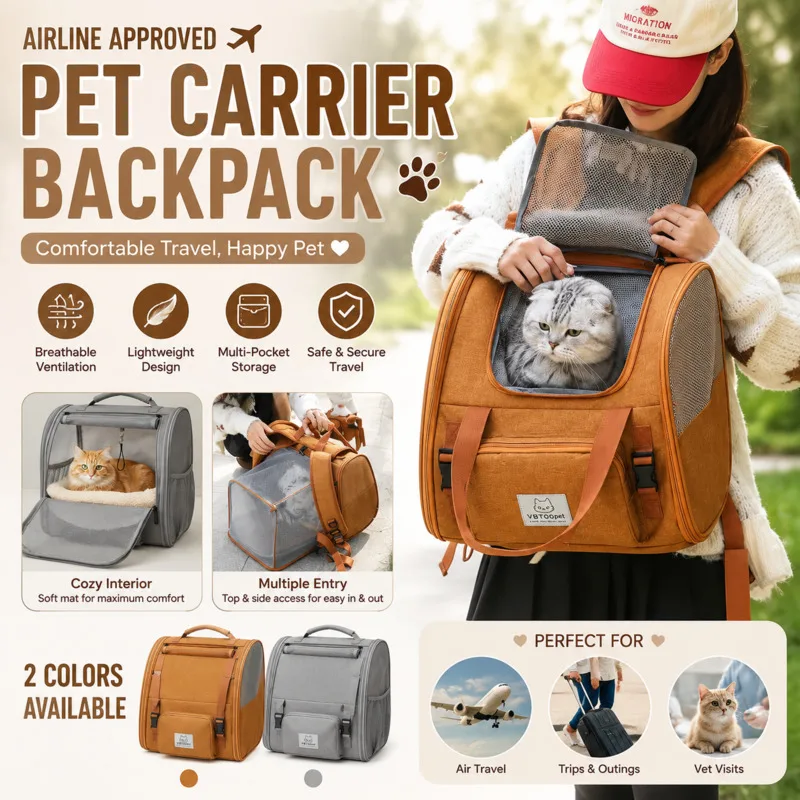 

Pet Travel Bag Cat Dog Pet Carrier Backpacks Breathable Outdoor Portable Backpacks For Small Pets Large Capacity Backpacks New