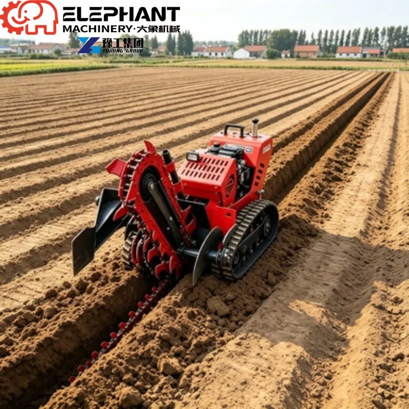 Tracked Ditcher, Mini Small Skid Steer Crawler Trencher Multifunctional Agricultural Ditching Machine