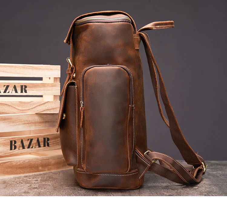 Nasva Leder Rucksack Herren Vintage Reise rucksack Camping Business School Büro tasche Messenger Laptop tasche – Detail 6