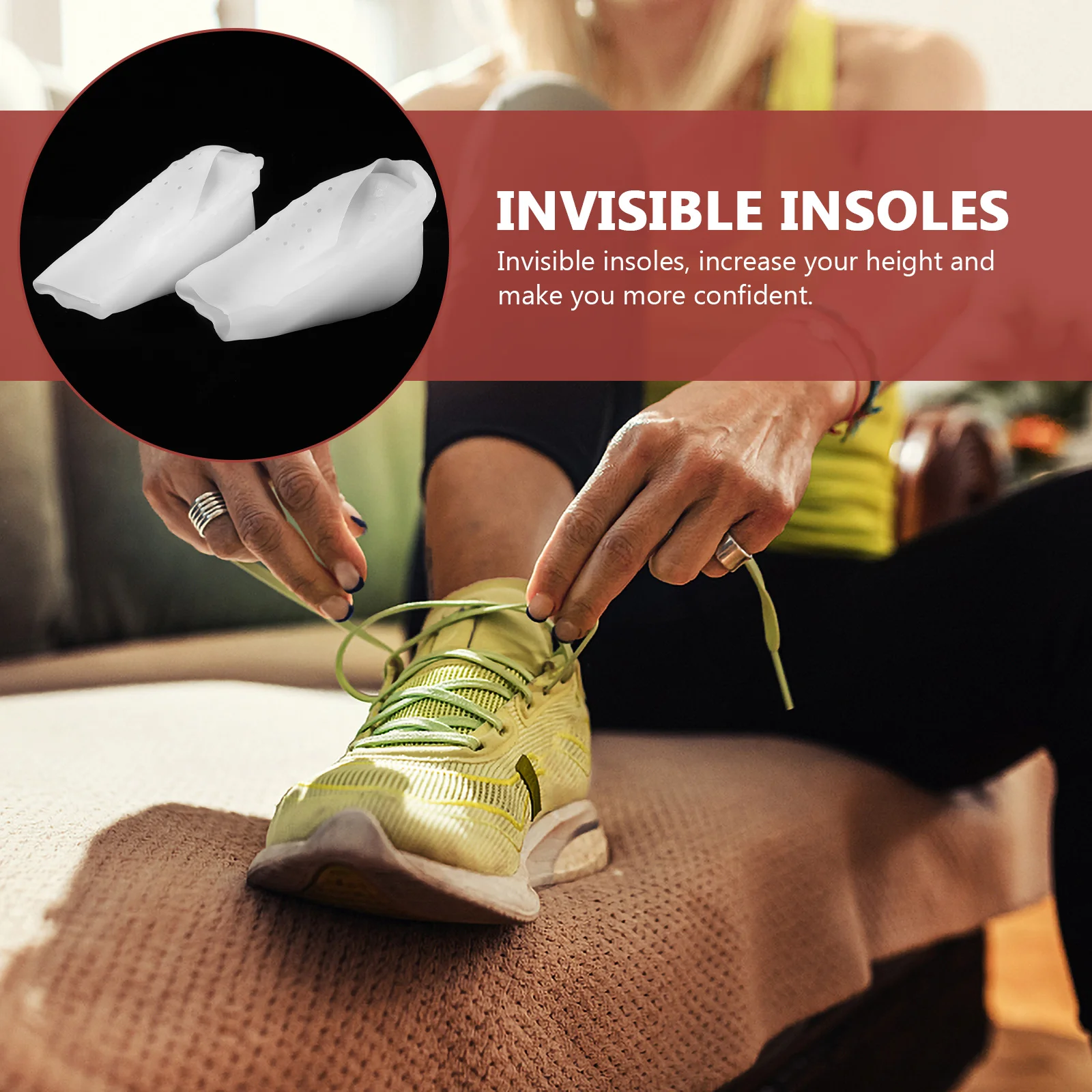 

Height Increase Insoles Silicone Shoe Pads Half Heel Lifts Invisible Lightweight Practical Daily Wear