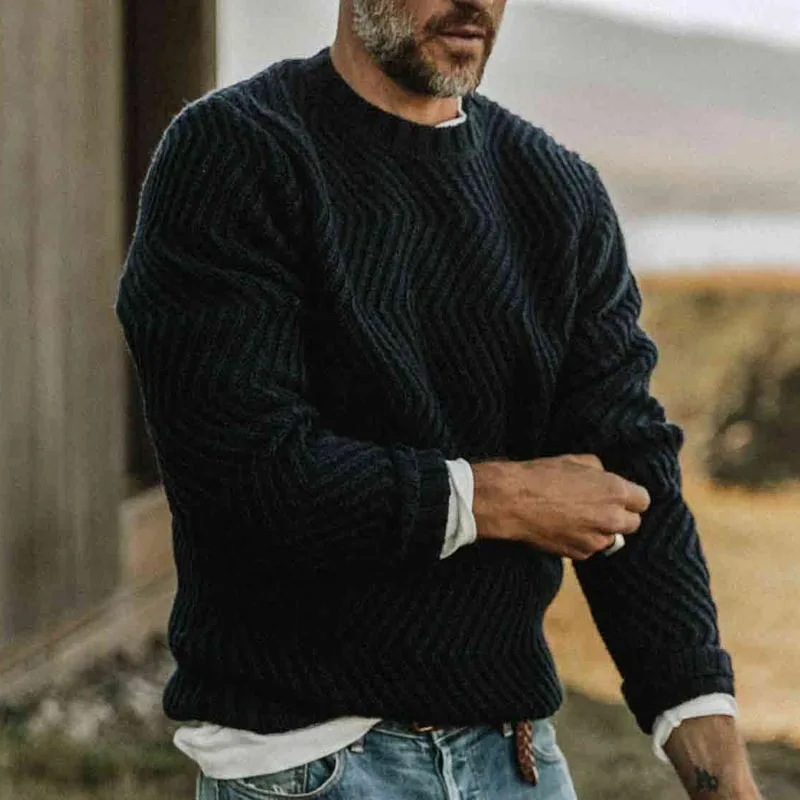 

Autumn Winter 2025 New Fashion Men's Englans Vintage Solid Color Casual Trendy O-neck Long Sleeve Knitted Pullovers Male Sweater