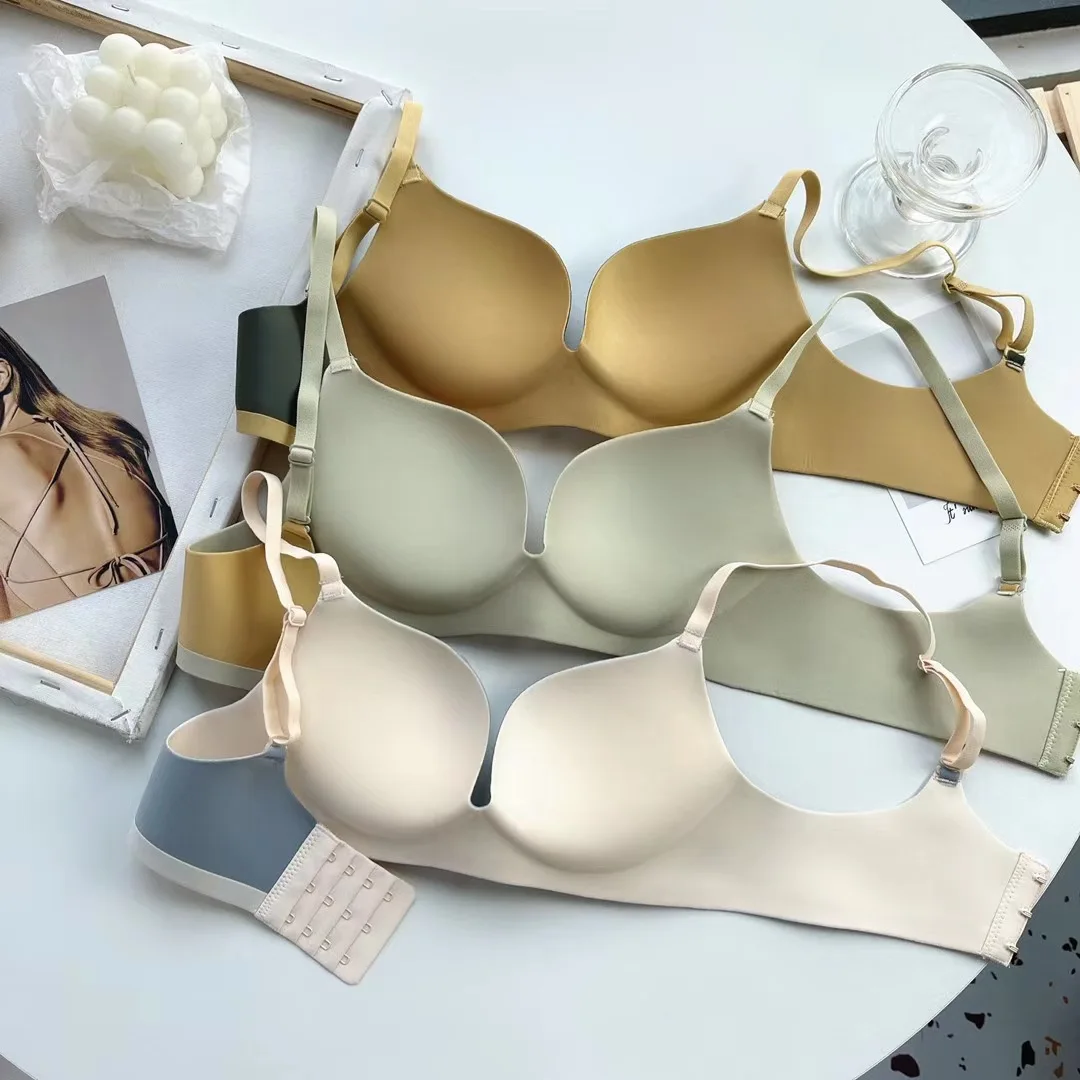 Reggiseni senza cuciture per donna Comfort Intimo senza fili da donna Senza anello in acciaio Bralette 3/4 Coppa Reggiseno lucido Donna 32 34 36 38 Lingerie