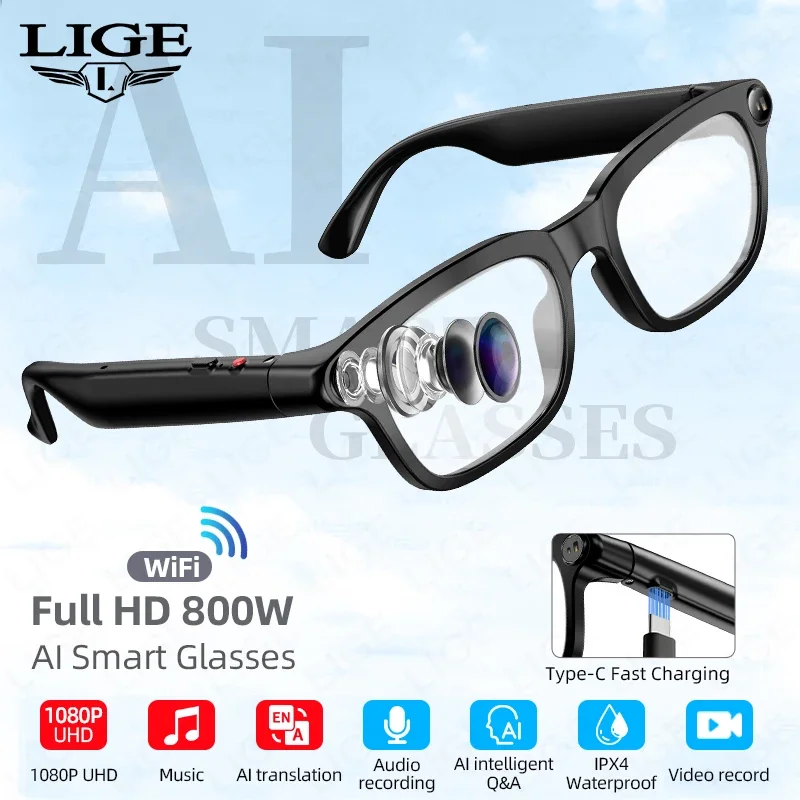 

2026 New 4K HD Camera Smart Glasses Men Video Recording AI Photo Recognition Bluetooth Call Voice Translation Sunglasses Women