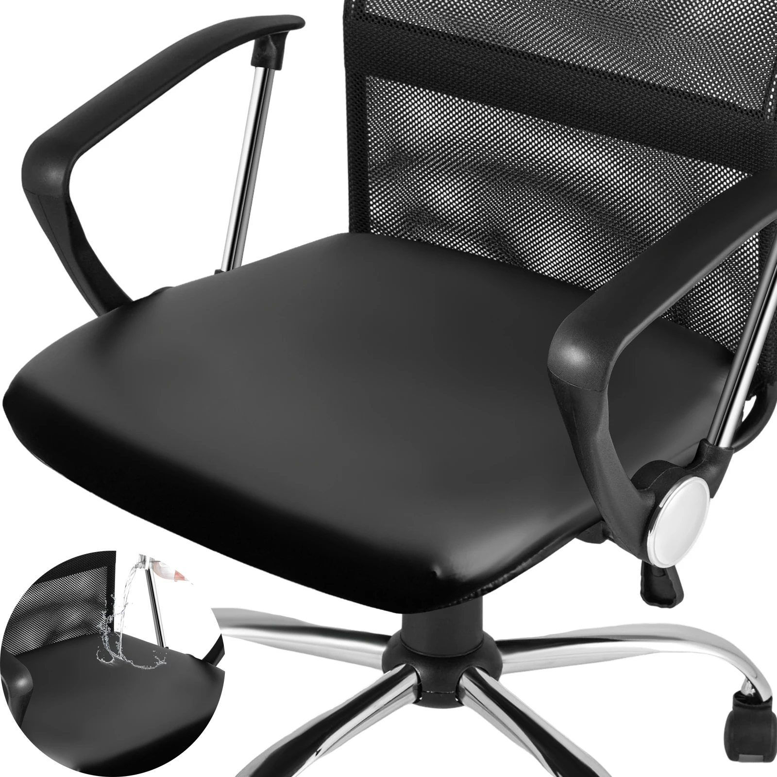 PU Leather Chair Seat Cover Slipcover Waterproof High Chair Cover for Home Office Hotel Chair Seat Cover Dining Seat Protector