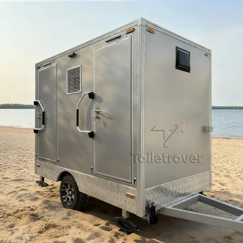 

New Design Portable Luxury Bathroom Trailer Outdoor Mobile Toilet Trailer Used Restroom Trailers with Solar Panels