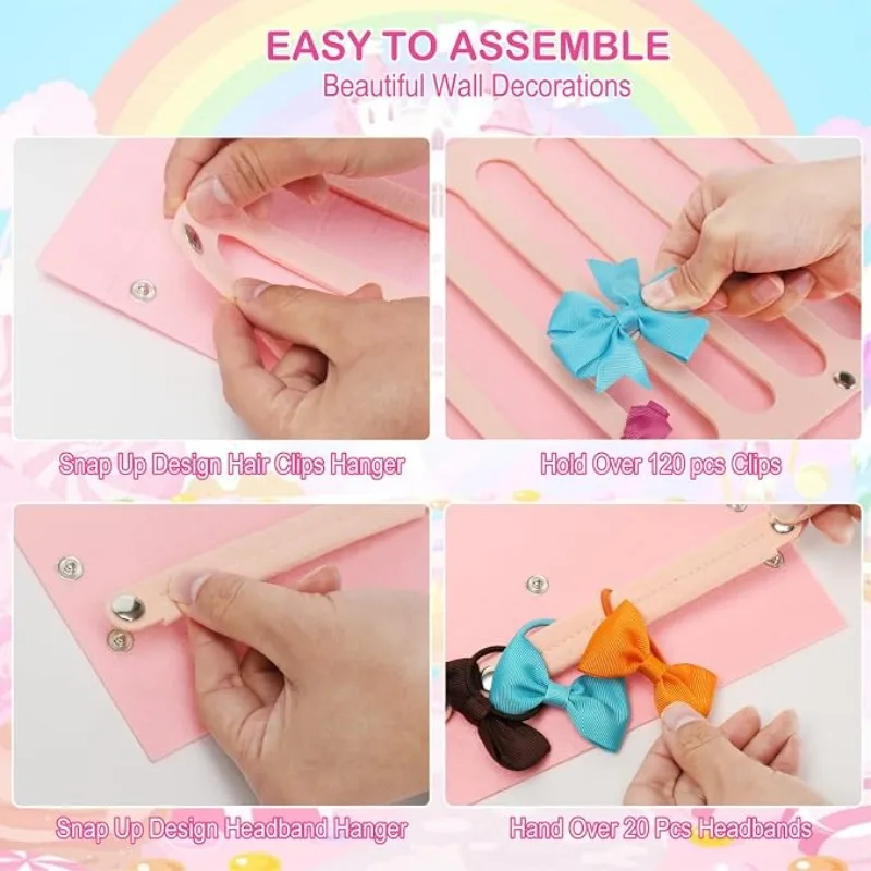 Wandmontierter Haarschmuck-Organizer Haarschleifenhalter Haarklammern Scrunchies Sonnenbrillen Uhren-Display Mädchen Kinderzimmer Deko – Detail 5