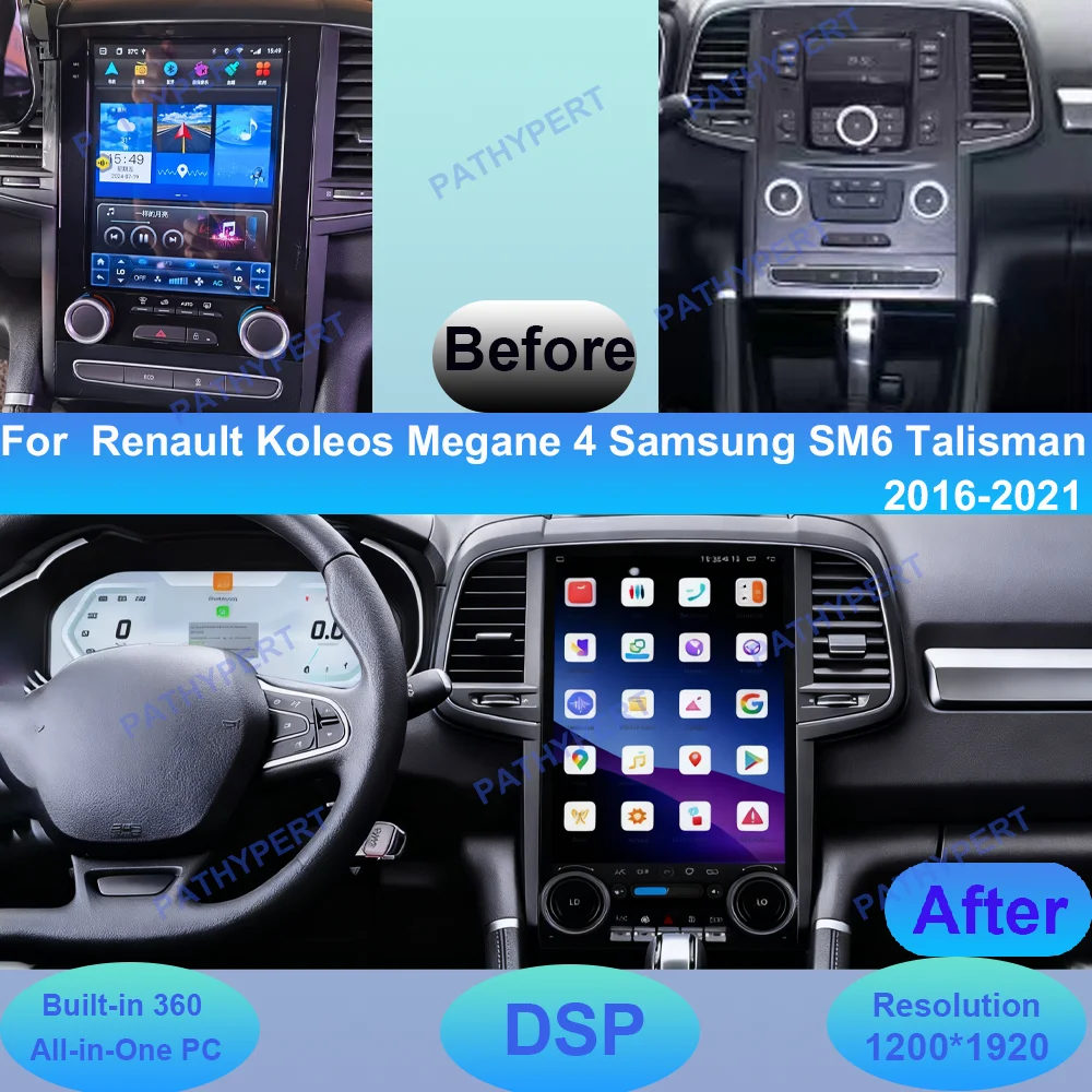 راديو اندرويد 15 لسيارة رينو كوليوس ميجان 4 وسامسونج SM6 تاليسمان 2016-2021، شاشة بلو راي 2.5K، وحدة رأسية، كاربلاي QCM 6125 #4