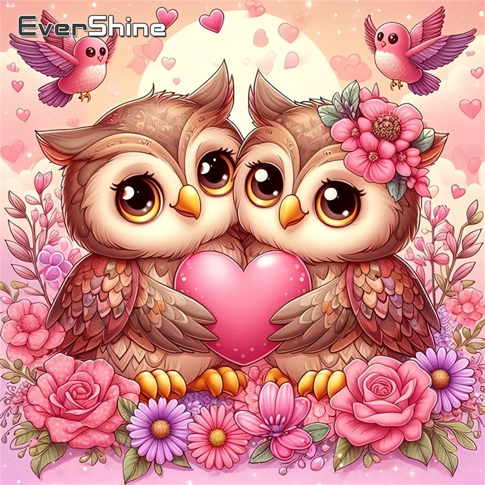 Evershine Diamant-Mosaik, Tier, Vogel, voller Druck, quadratisches Gemälde, Liebesherz, Bild aus Strass, Stickerei, Rose, handgefertigt, Hobby