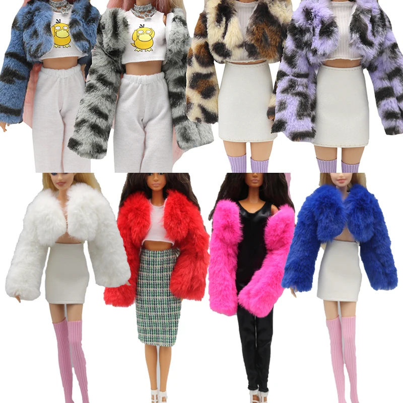 Short Leopard Print Rabbit Fur Coat for 29cm Dolls Fashionista Dress Daily Wear Outfit Accessories Clothes for Barbies Doll